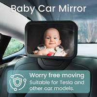 Miroir de voiture portable contemporain orientable à 360° avec cadre ABS et fixation sur appuie-tête, en acrylique, orienté vers l'arrière pour bébé
