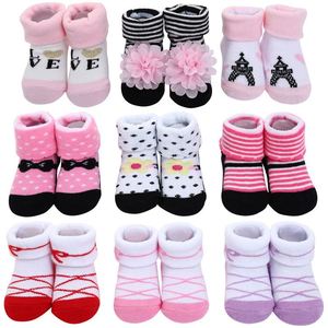 Vente en gros de chaussettes pour bébés garçons et filles en coton, avec nœuds fantaisie en forme de fleurs, coffret cadeau princesse, prix bas - Product Image 3