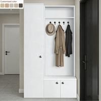 Meuble d'entrée d'hôtel moderne avec patère, banc à chaussures et organisateur de placard, pour entrée, chambre et salon, gain de place