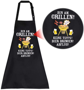 Tablier de barbecue allemand en gros, imprimé humoristique, noir, avec sangle de cou réglable, pour grillades, bière, Oktoberfest, cadeau fantaisie, personnalisable OEM - Product Image 1