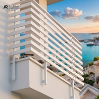 Rampe d'escalier de balcon en aluminium minimaliste de luxe, balustrade extérieure à lattes horizontales noires, protection UV, résistante à la rouille, DIY pour