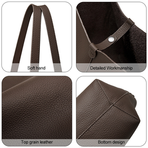 Cuir Pleine Fleur Haute Capacité Sac Tote Fabricant Gros Multifonctionnel Vintage Pratique Quiet Luxury Épaule Hobo Sac Laptop - Product Image 6