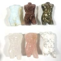 Handgeschnitztes Kristall-Kunsthandwerk Männlicher Torso Modell, Rosenquarz Nackter Männlicher Körper Torso Statue