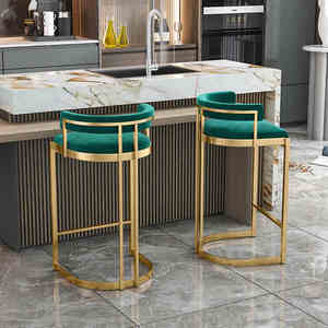 Luxury Gold Metal Frame High Back Barstool <b>Chair</b> for Home Bar Hotel <b>Dining</b> Outdoor Basement Bedroom Workshop Decorative Bar - Product Image 5