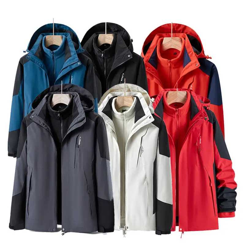 Wholesale winter outdoor 3 in 1 jacket windbreaker waterproof mountaineering suit ski overall for men