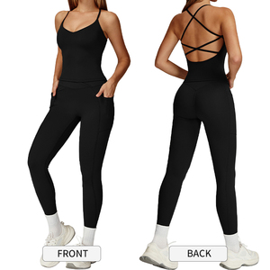 EBX2043+ECK2030-1 Conjuntos Deportivos Modernos y Sexys de 2 Piezas, Conjuntos de Gimnasio, Trajes Deportivos, Ropa Deportiva Ligera, Conjunto de Yoga para Mujer - Product Image 2