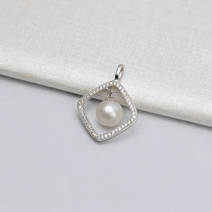 Pendentif féminin Han DIY en argent S925, forme de boîte, vide, accessoires de support pour bijoux, magnifique pendentif en perle - Product Image 1