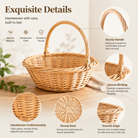 Panier de Noël en osier tressé à la française, vide, avec poignées, pour cuisine, salle de bain et cadeaux
