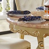 Moderne Europäische Massivholz Esstisch-Stuhl-Kombination Französischer Champagner-Marmor Luxuriöse Große Villa Apartment Wohnzimmer