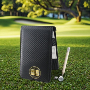 Carbon Fiber Leather Scorecard Holder Customized Leather Golf Scorecard Yardage Book Cover with Pen & Score Cards - Product Image 1