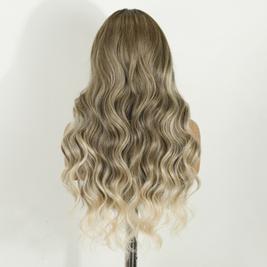 Peluca sintética sin pegamento de pelo largo ondulado 100% fibra resistente al calor 360 por arrancar pelucas de pelo sintético sin pegamento frontal de encaje HD - Product Image 3