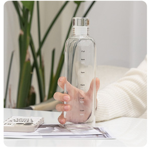 Botella de agua de borosilicato transparente, respetuoso con el medio ambiente, cristal estético <span class=keywords><strong>2022</strong></span>, 550ml, sello de tiempo - Product Image 2