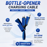 Nouveau Cadeau Promotionnel d'Entreprise Tendance : Ouvre-Bouteille 4-en-1 USB-C OTG avec Câble de Charge Rapide et Transfert de Données en Alliage d'Aluminium, Logo Personnalisé