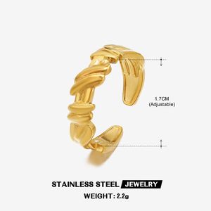 INS Style Trendy Twisted <b>Ring</b> for Women Adjustable High End Golden <b>Finger</b> <b>Ring</b> Minimalist Design Best Selling Jewelry - Product Image 5