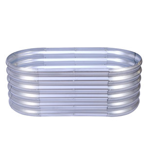 Fioriera Ovale Rialzata in Acciaio Zincato, Vaso in Metallo <span class=keywords><strong>per</strong></span> Ortaggi Erbe Aromatiche Fiori, Letto da Giardino Esterno <span class=keywords><strong>per</strong></span> Cortile - Product Image 2