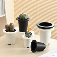 Pot de fleurs en plastique multi-spécifications, surélevé et épaissi, noir et blanc, pour plantes succulentes et vertes, vente en gros