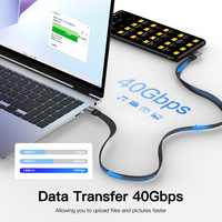 UNIEAN - Cable Plano USB C de 1M, 40Gbps, 8k, Tipo C, Carga Rápida, Cable de Datos para iPhone y Android