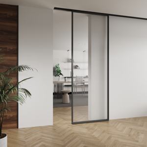 <span class=keywords><strong>Porte</strong></span> <span class=keywords><strong>coulissante</strong></span> en verre de style minimaliste moderne avec rail invisible Rail suspendu pour décoration intérieure et commerciale - Product Image 2