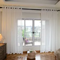 White Polyester Sheer Voile Blackout Curtain
