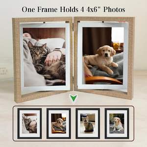 Picture <strong>Frame</strong> Rotating Double Sided Display for Desk and Tabletop Wooden Floating <strong>Photo</strong> <strong>Frame</strong> Picture <strong>Frames</strong> for Home and Office - Product Image 2