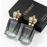 Flacon de parfum vide de luxe noir carré unique et personnalisé en usine, flacon de parfum en verre cube à fond épais de 50 ml et 30 ml avec boîte