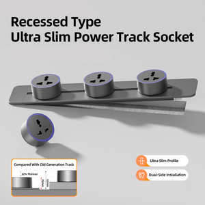 Prises encastrées pour rail électrique KSQ en métal, adaptées aux murs en briques et en <span class=keywords><strong>ciment</strong></span>, 3 prises, taille sur mesure, rail électrique encastré - Product Image 4