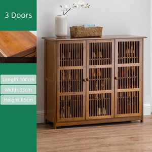 Farmhouse Multi-Tier Tall <strong>Shoe</strong> Storage <strong>Cabinet</strong> &amp; Rack Organizer for Entryway <strong>Hallway</strong> in Brown - Product Image 6