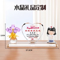 Trophée en cristal personnalisé en forme de cœur pour infirmières, cadeaux de vacances, souvenirs, prix