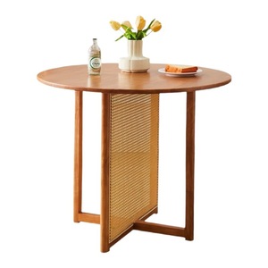 <span class=keywords><strong>Tavolo</strong></span> da Pranzo Rotondo Moderno Wayon <span class=keywords><strong>con</strong></span> Pannello <span class=keywords><strong>in</strong></span> Rattan Naturale Intrecciato e <span class=keywords><strong>Gambe</strong></span> <span class=keywords><strong>in</strong></span> <span class=keywords><strong>Legno</strong></span> Massello per Sala da Pranzo - Product Image 2