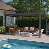Pergola de jardin en aluminium personnalisée, abri d'ombrage, gazebo, pavillon extérieur, imperméable, revêtement poudré, moderne, anti-UV et anti-vent