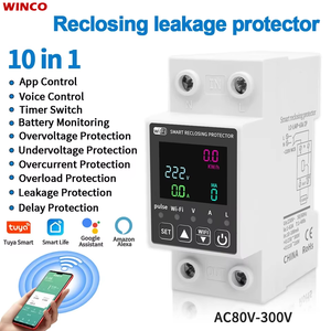 Disjoncteur intelligent WiFi TUYA pas cher AC63A avec relais de réenclenchement automatique, interrupteur sur rail DIN, compteur de consommation électrique et protection contre les surtensions - Product Image 1