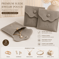 Pochette à bijoux en daim double face avec logo personnalisé, bouton pression, sac cadeau pour bagues, boucles d'oreilles, colliers et petits accessoires