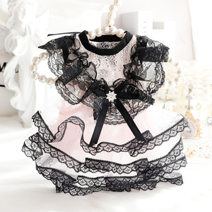 Pet Dog Dress Black And <b>White</b> <b>Lace</b> Tutu Skirt For Small Dogs Teddy Four Seasons Polyester - Product Image 1