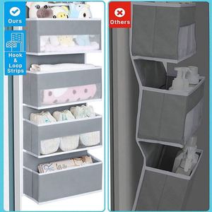 Organisateur de porte suspendu pour placard de chambre d'enfant, rangement pour bébé avec 4 grandes poches et 3 petites poches en PVC pour cosmétiques et articles divers - Product Image 1