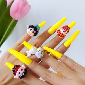 米米女士3D设计超长棺材ABS手工压入式指甲尖24pcs旅程西悟空可重复使用人造 - Product Image 1