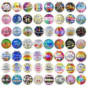 Ballons en aluminium en forme d'étoile ronde de <span class=keywords><strong>18</strong></span> pouces « Joyeux Anniversaire » <span class=keywords><strong>espagnol</strong></span>, vente en gros Nicro Factory, fournitures de fête pour décorations de fond - Product Image 1