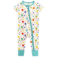 Haoding, fabricant de haute qualité, vêtements pour bébés en bambou personnalisés, combinaison unisexe à fermeture éclair bidirectionnelle, écologique, imprimée