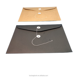 ظرف ورقي مخصص من دونغوان، أبيض أو بني، من ورق الكرافت الصلب، لتعبئة وإرسال المستندات، مع خيط وحلقة وزر إغلاق - Product Image 3