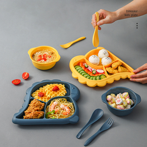 ชุดเครื่องใช้บนโต๊ะอาหารลายไดโนเสาร์น่ารักชุดเครื่องใช้บนโต๊ะอาหารสำหรับเด็กช้อนส้อมชามซุปอาหารสำหรับเด็ก - Product Image 5