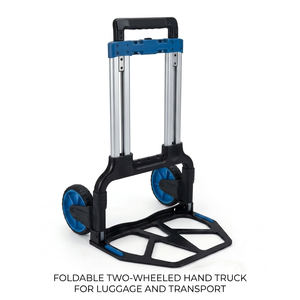 Carretilla de Mano Telescópica Plegable Industrial de Aleación de Aluminio con 2 Ruedas, Carro de Plataforma con Recubrimiento en Polvo Azul y Mango Extensible para Carga - Product Image 6