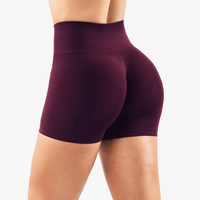 شورت يوجا نسائي بخصر عالٍ ومقاسات كبيرة، لون خوخي سادة، خصر مطاطي، سباندكس/نايلون، بتصميم رفع المؤخرة