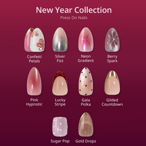 BTArtbox Nouvel An Hiver Faux Ongles à Presser en Gel Souple Courts Amande Faits Main 3D French Cat Eye Vente en Gros - Product Image 1