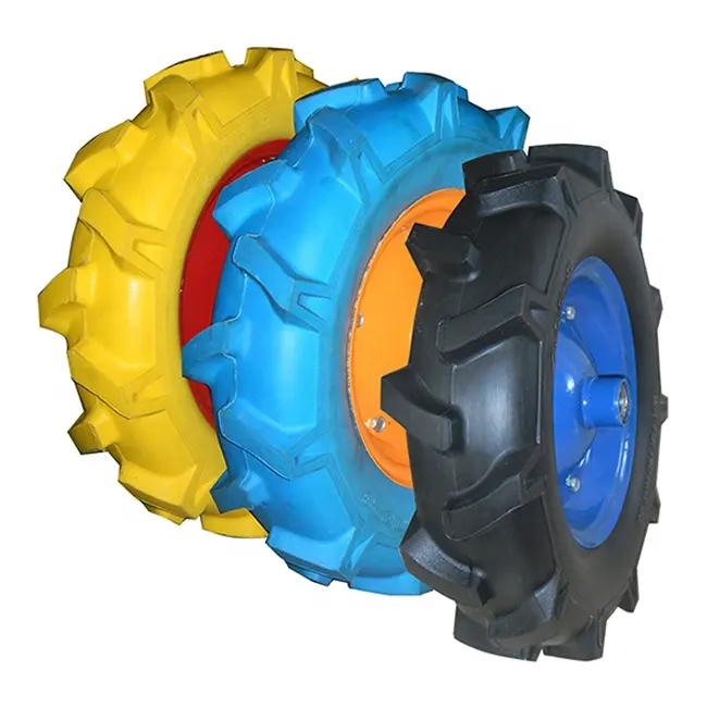 Đầy Màu sắc rắn PU Polyurethane thủng bằng chứng phẳng miễn phí PU bọt Caster lốp bánh xe lốp xe cho xe cút kít 3.00-8 3.25-8 4.00-8