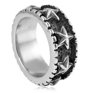 yunnique <b>Titanium</b> Steel Men's <b>Ring</b> Five Pointed Star Design Silver Color Gift Jewelry Geometric Pattern Fashion <b>Ring</b> - Product Image 4