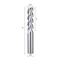 Fraise à queue en carbure 3 dents pour aluminium, à coupe ascendante, pour usinage CNC de l'aluminium, queue de 1/2 pouce, 4 pouces