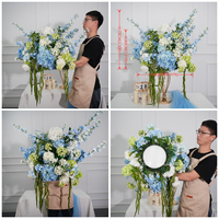 2026 Most Popular Event Floral Arrangement Ball 60cm Large Blue Green Mixed Artificial Hydrangea Altar Flower Centerpiece