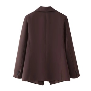 Traje de Mujer Elegante con Cuello en V, Cintura Alta, Corte Entallado, Color Sólido y 2 Botones - Product Image 5
