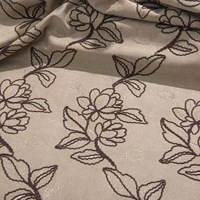 Nouveau tissu en lin-coton avec broderie de pivoine en jade rouge, tulle et guipure suisse pour robe de mariée et robe femme