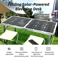 KUCHER 100W 12/18V Table de camping solaire pliable pour pique-nique, légère, portable, en aluminium, pieds télescopiques, mobilier d'extérieur, blanc, 23%
