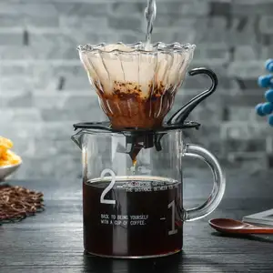 กาชงกาแฟทำจากแก้วทรงกลมมือจับตรง,กาชงแก้วหนาขนาดแก้วทนความร้อนสูงถ้วยตวงพิมพ์โลโก้ผู้ผลิต